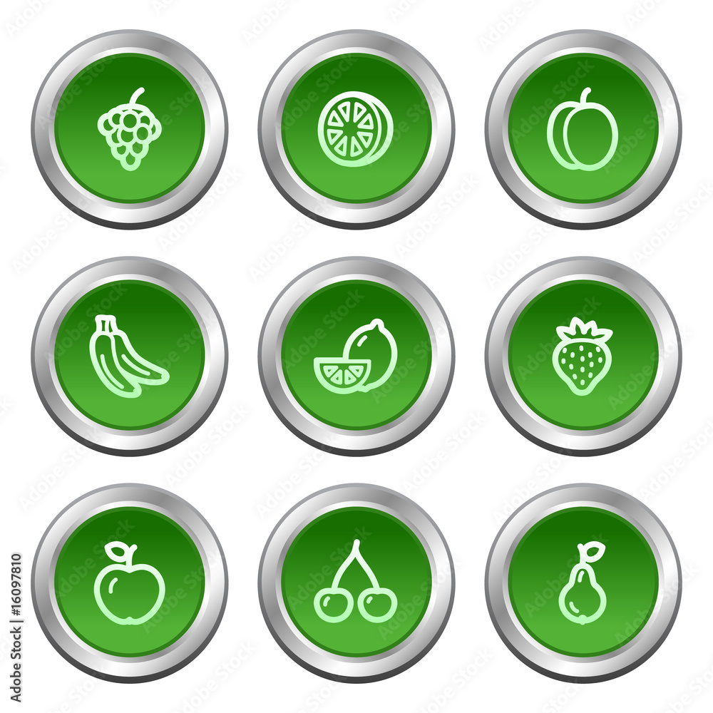 Fruit web icons, green circle buttons series Fruit web icons, green circle buttons series