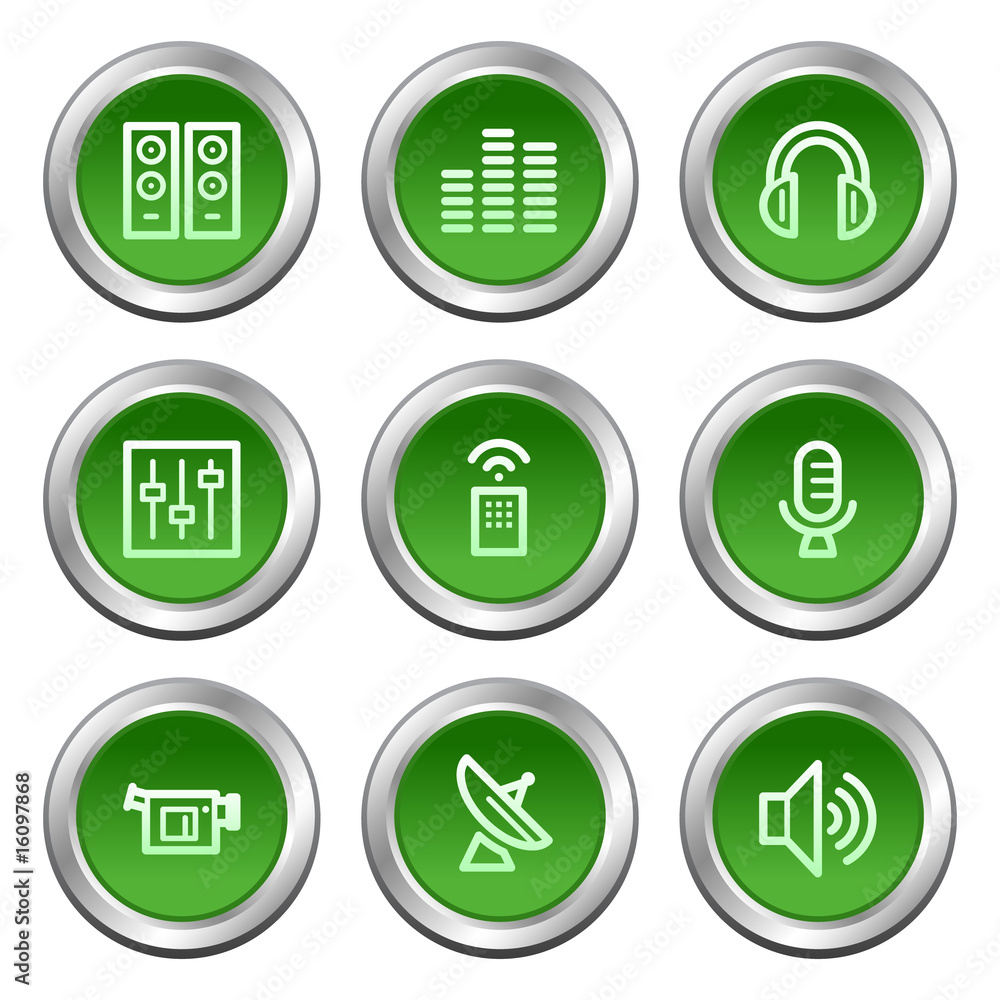 Media web icons, green circle buttons series Media web icons, green circle buttons series