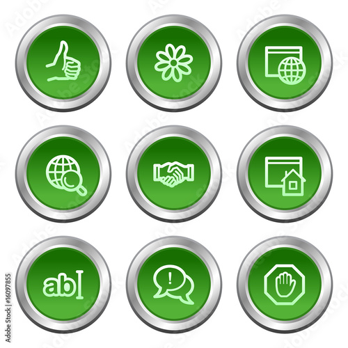 Internet communication web icons, green circle buttons series