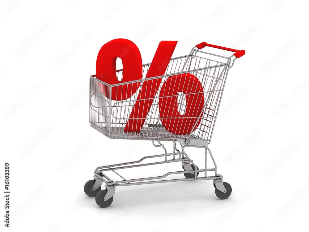 Shopping Cart with Percent Sign