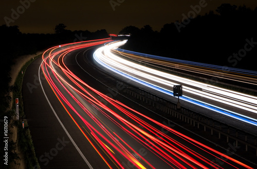 Light trails on a motorway at night