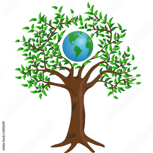 conceptual image of a globe surrounded by tree branches