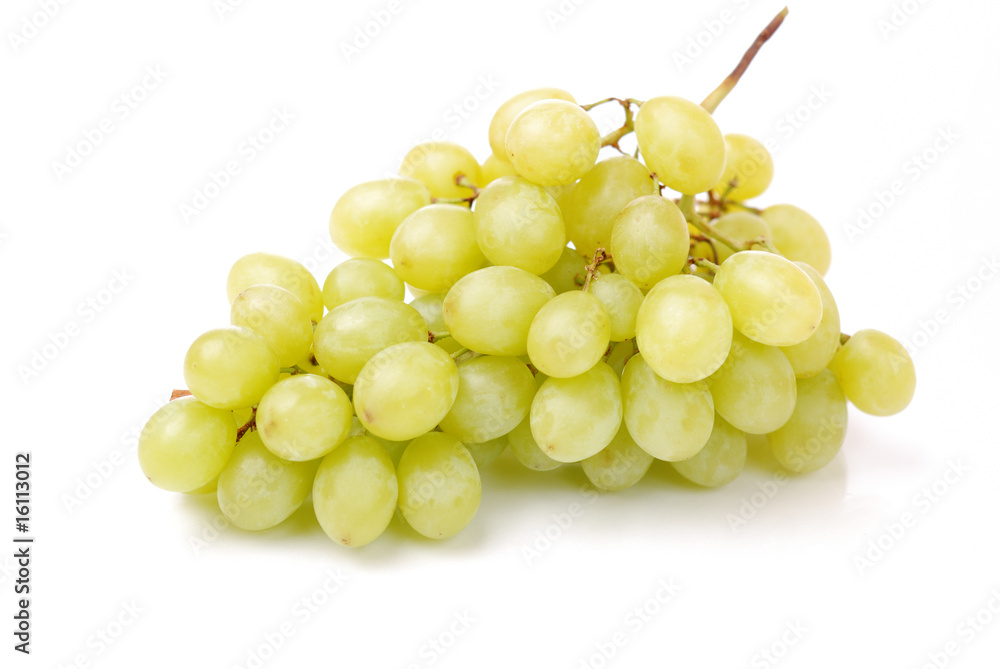 One cluster of green grapes One cluster of green grapes