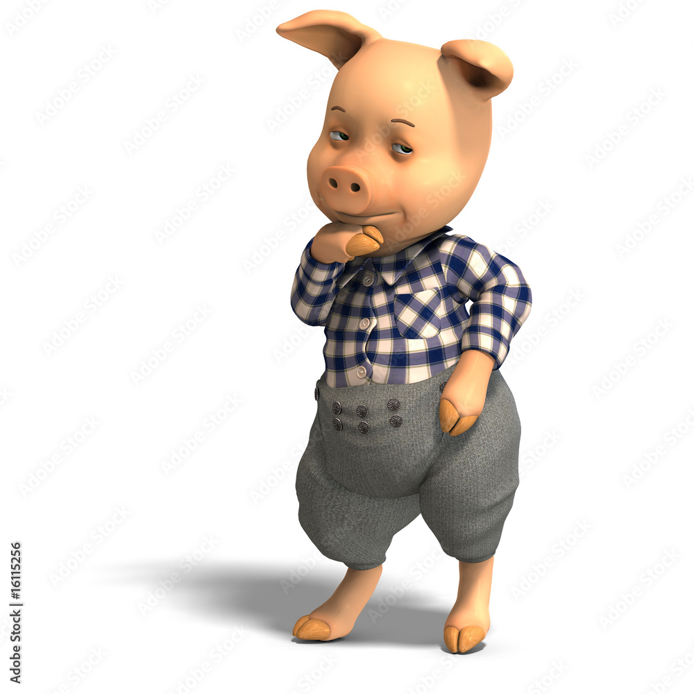 cute cartoon pig with clothes