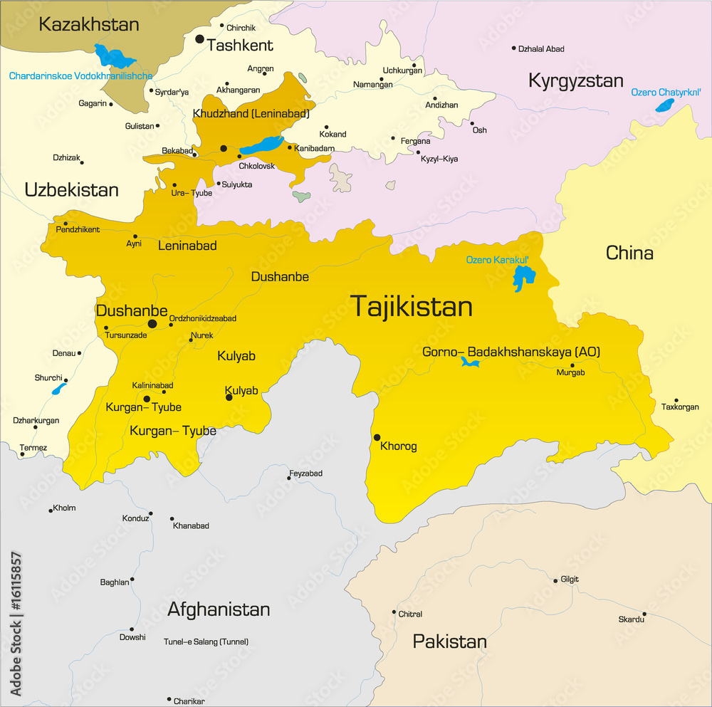 Obraz premium Vector color map of Tajikistan country
