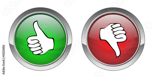 Thumbs Up & Down buttons (vector; red & green)