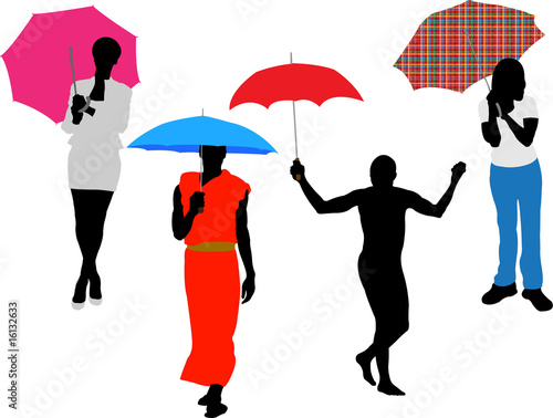 people with umbrella vector