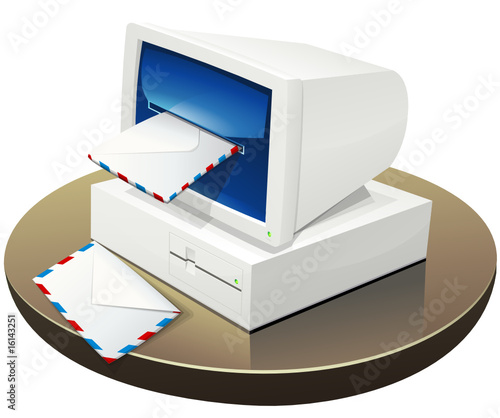 Ordinateur des années 80 et messagerie électronique (détouré)