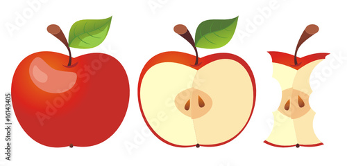 Set of three apple icons. Vector illustration.