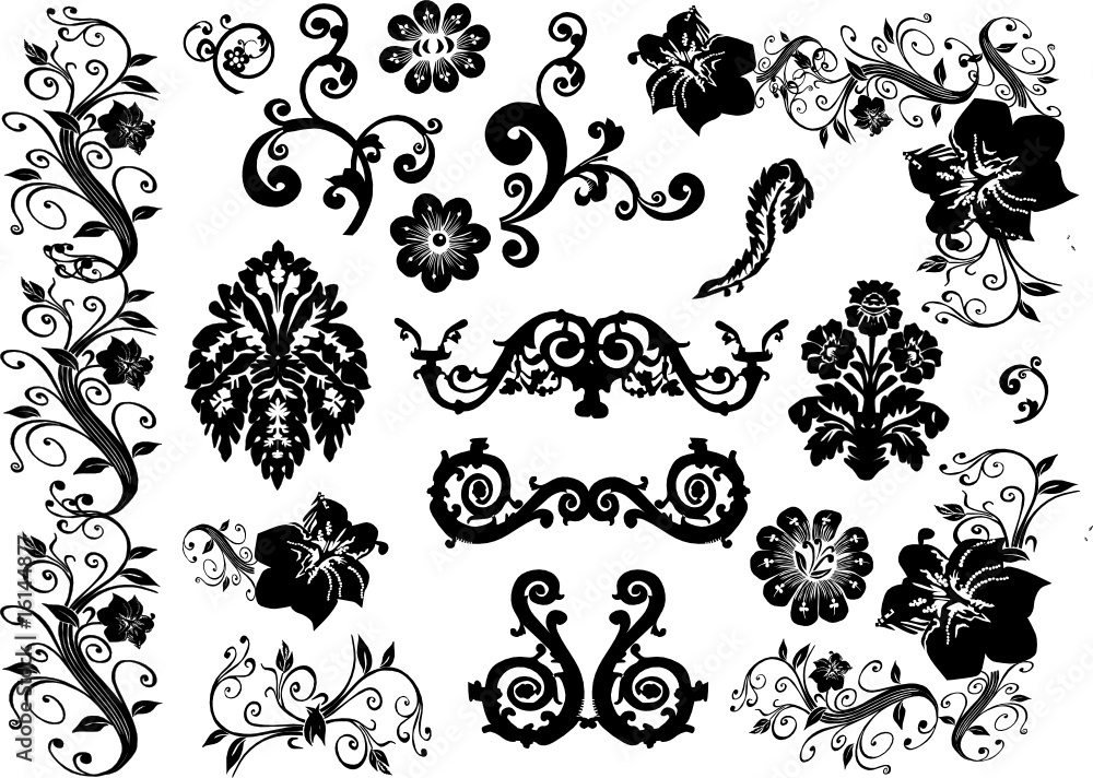 set of design elements on white set of design elements on white