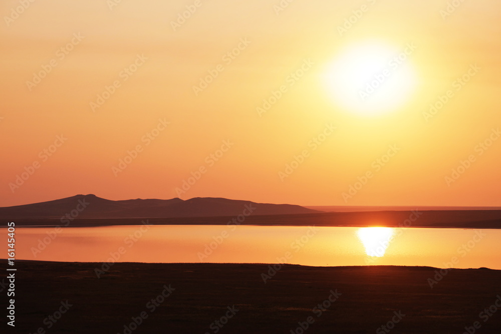 Lake on the sunset