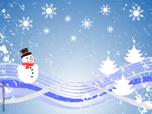 winterszene mit schneemann