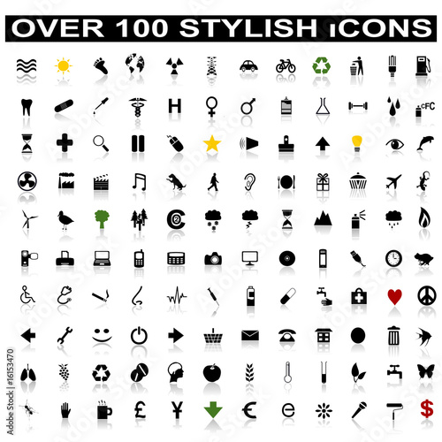 Over 100 Stylish Icons with Shadow Reflections