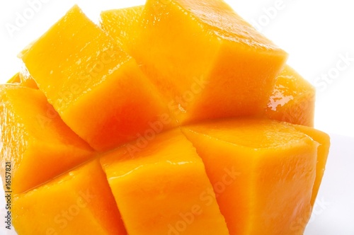 close up of mango scored