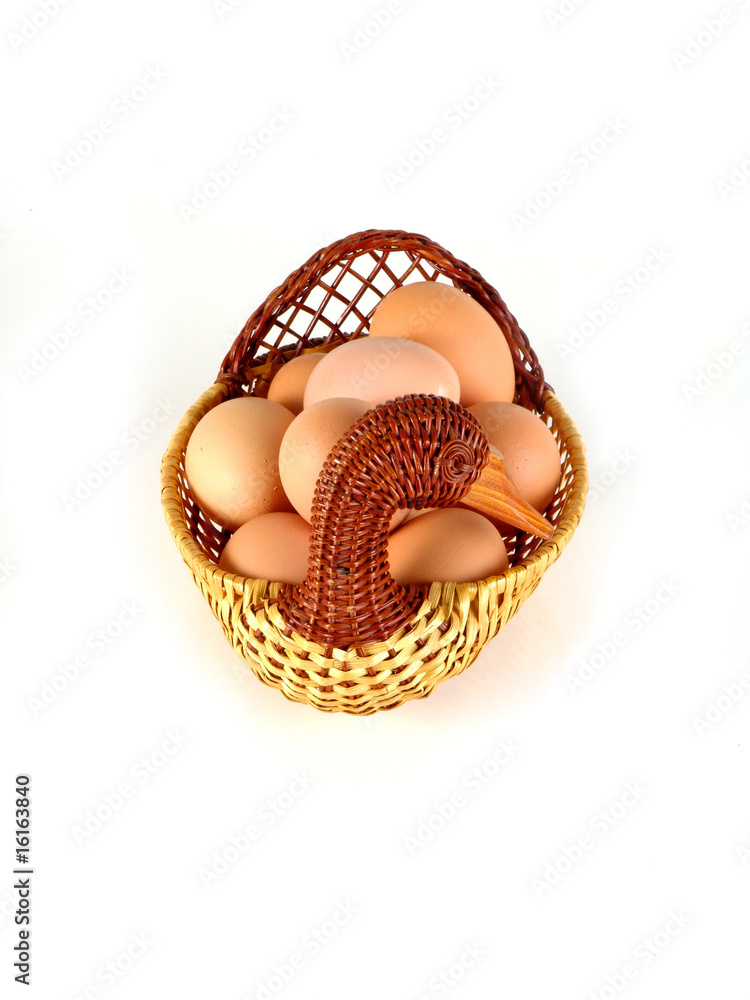 Naklejka premium eggs in mother duck branch basket nb.3