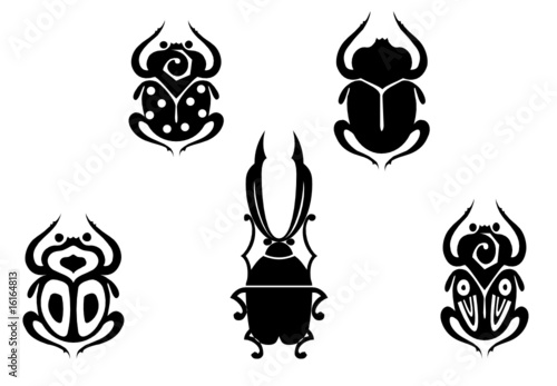 Set of black beetles