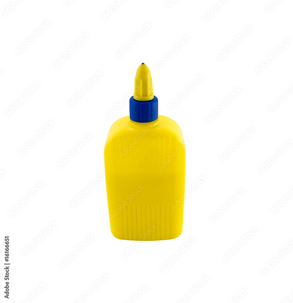 Bottle to glue on a white background, close-up Bottle to glue on a white background, close-up