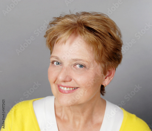 Canvas Print happy smilling  older pensioner woman portrait
