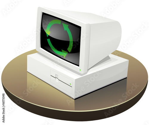 Ordinateur des années 80 et recyclage (détouré)