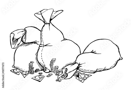 geld, geldsäcke, gold, scheine, dollar