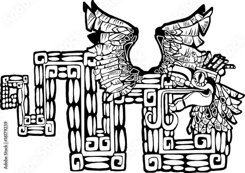 Black and White Mayan Kukulcan Image