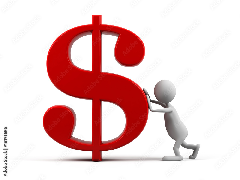 3d cartoon man with dollar symbol. 3d cartoon man with dollar symbol.