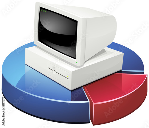 Ordinateur des années 80 et ses statistiques (détouré)