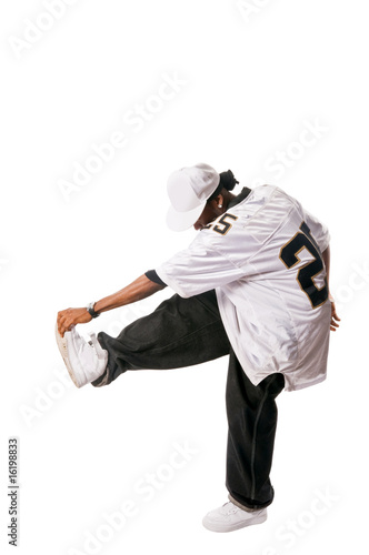Cool hip-hop young man on white