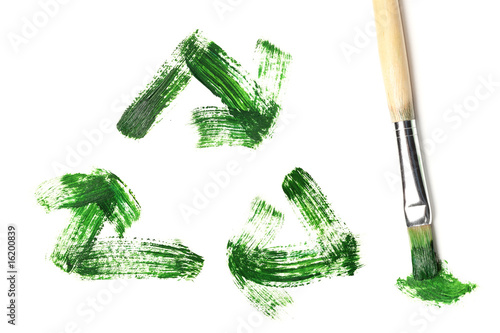 Painted recycle symbol