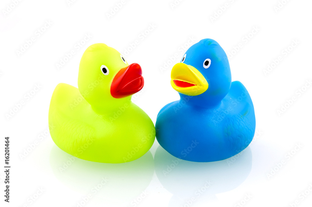 Two colorful rubber ducks Two colorful rubber ducks