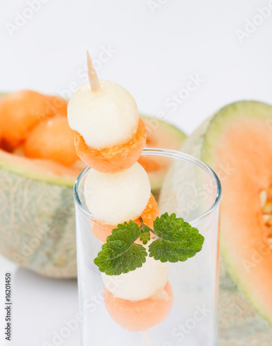 Melon balls with mint photo