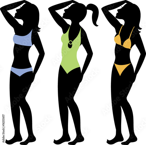 Swimsuit Silhouettes 3. Three different types of swimsuits.