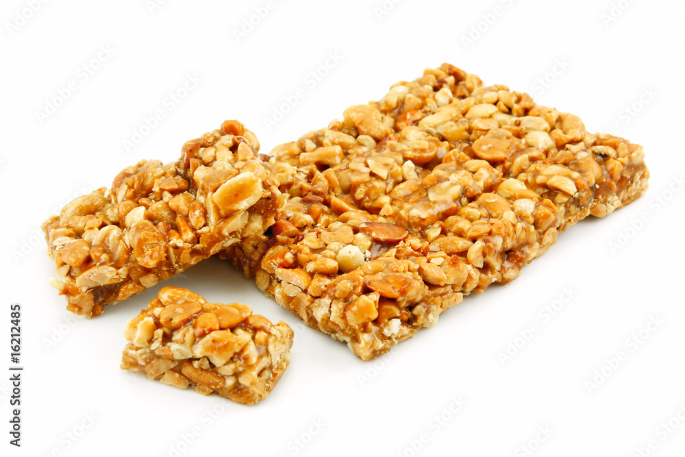 Nuts and Honey Bar Isolated on White Nuts and Honey Bar Isolated on White