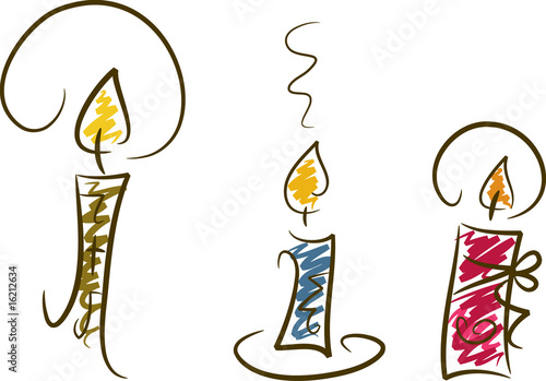 Clipart-Set: Kerzen, handgezeichnet und coloriert