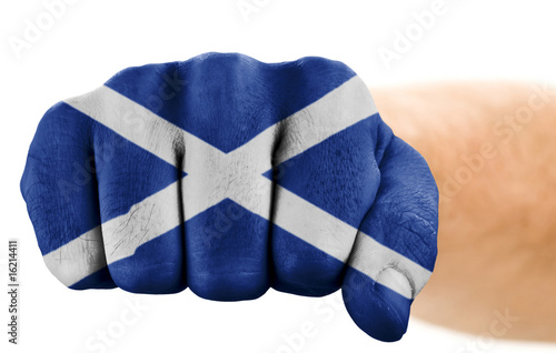 fist with schotish flag