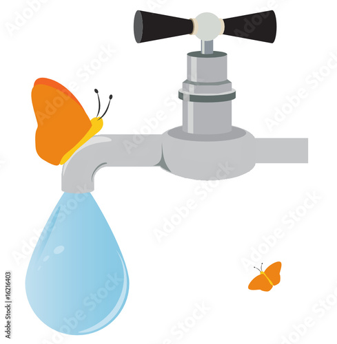 Faucet and butterfies
