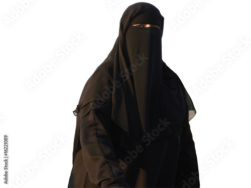Muslim woman wearing a Burqa iisolated on white photo