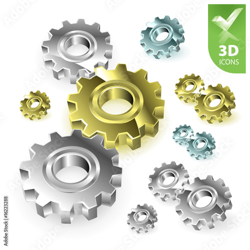 Vector gears 3D icon set