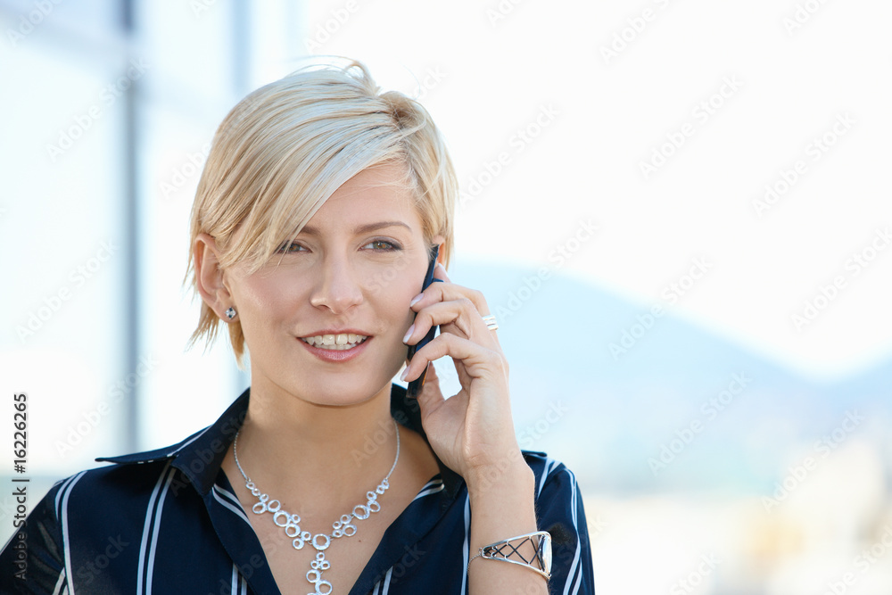 Businesswoman on cellphone Businesswoman on cellphone