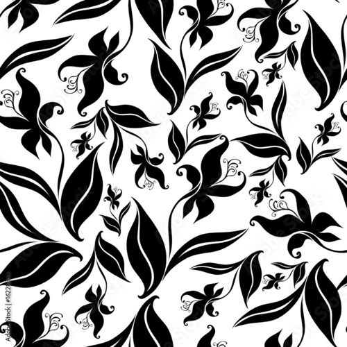 Seamless vintage floral pattern with orchid