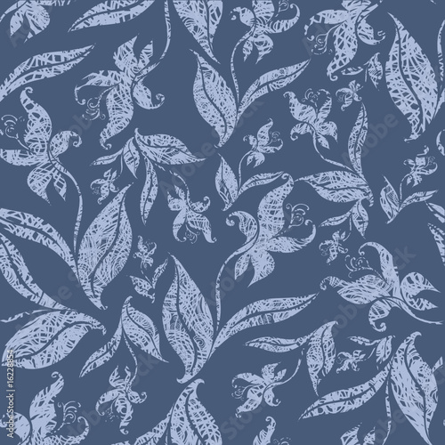 Seamless vintage grunge floral pattern with orchid
