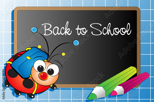 Back to school with ladybug and pencils