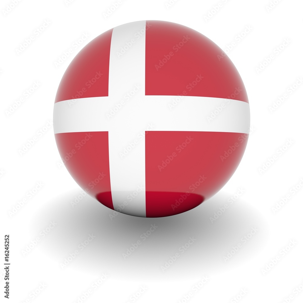High resolution ball with flag of Denmark
