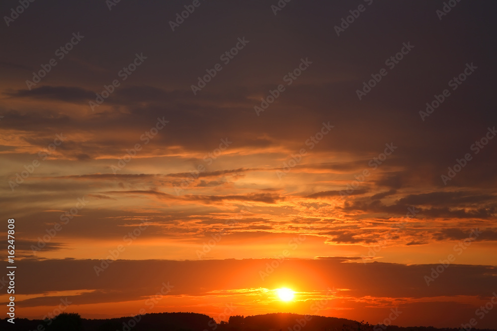 Beautiful evening landscape with the coming sun Beautiful evening landscape with the coming sun