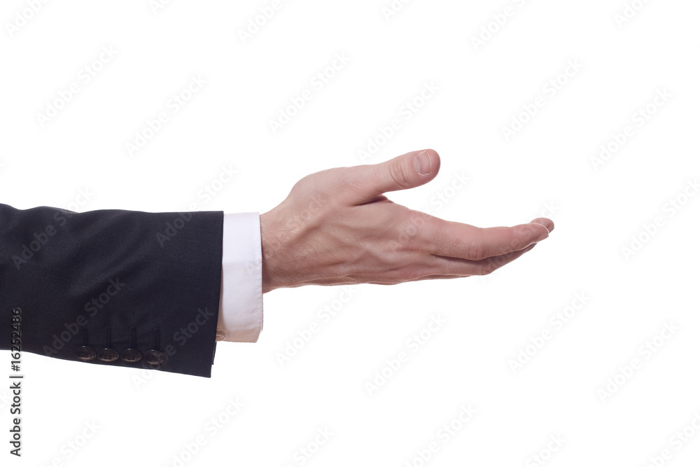 businessman arm extends his hand