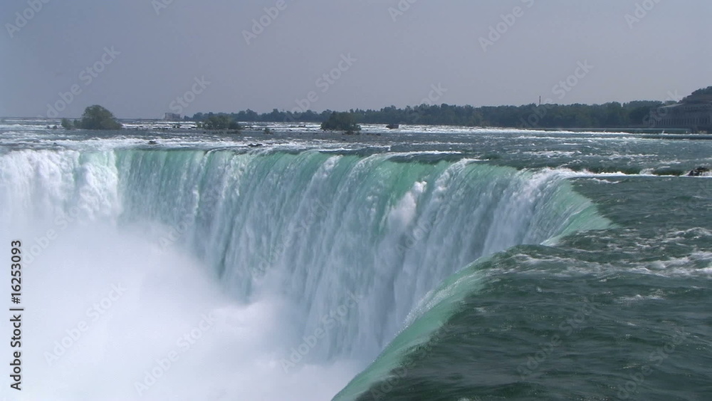 Niagara Falls. Zoom in to falling water close-up. Niagara Falls. Zoom in to falling water close-up.