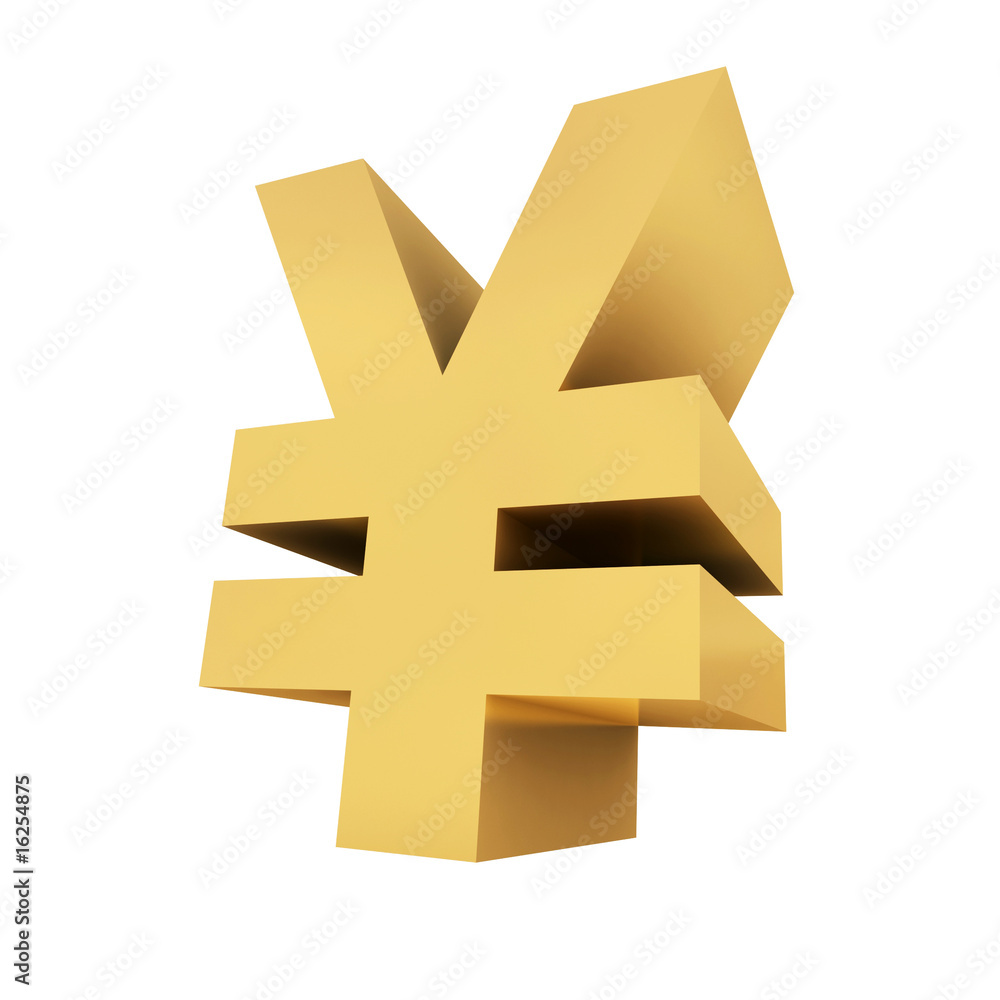 Obraz premium 3D Golden Yen on white background