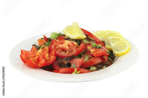 served vegetable tomato salad