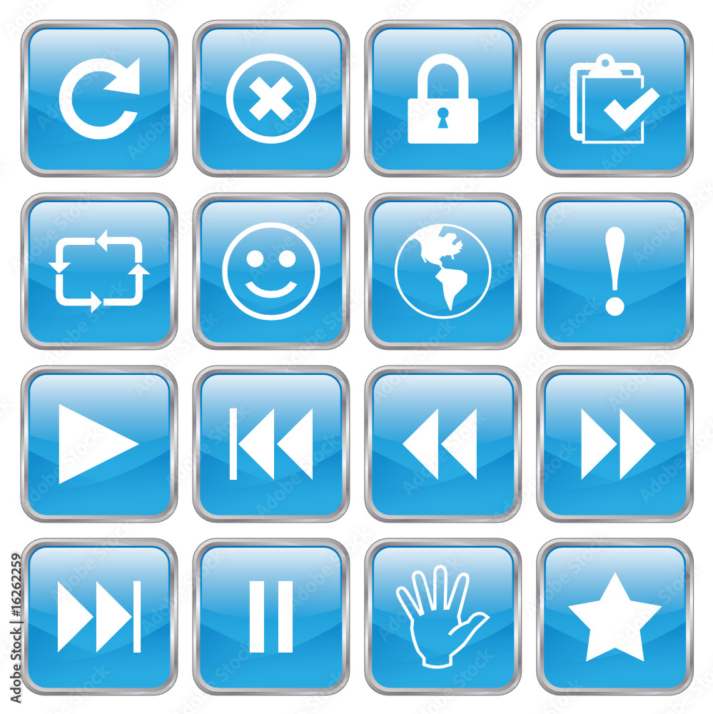 Web buttons (Miscellaneous V) (vector; blue) (x16) Web buttons (Miscellaneous V) (vector; blue) (x16)