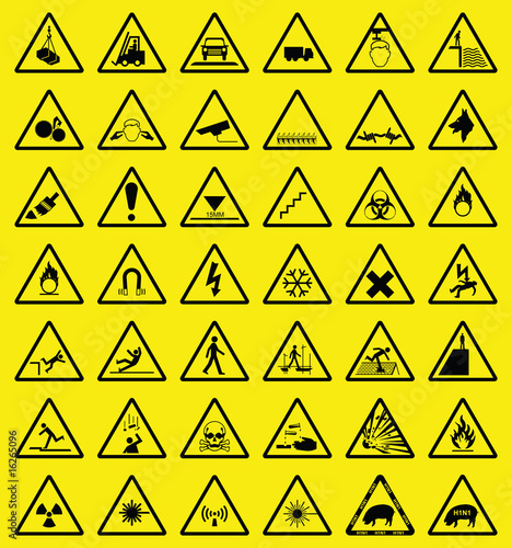 Hazard warning sign collection all signs individually layered